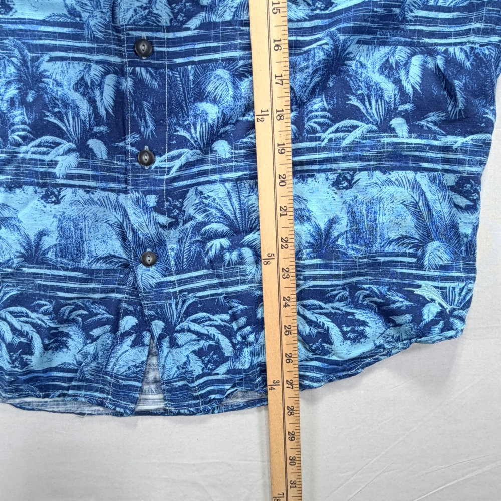 Tommy Bahama Men's Blue Palm Tree Print Short Sleeve Button‎ Up Shirt L/G - Picture 7 of 7